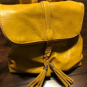 Backpack purse mustard yellow